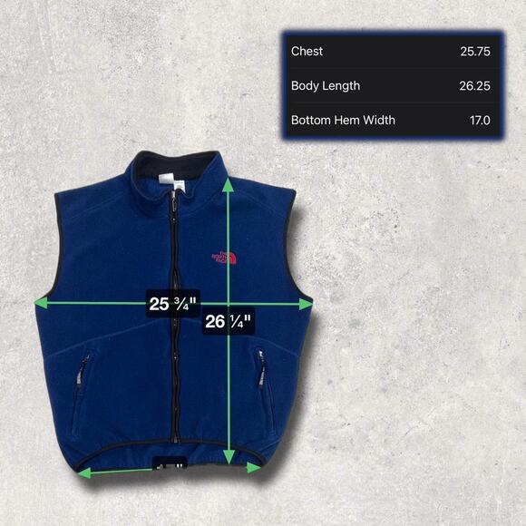 ★ The North Face Blue Fleece Zip-Up Vest w/ Embroidered Logo ★ - Picture 5 of 6